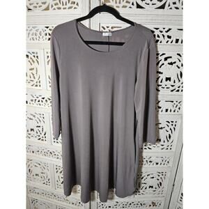 Mountain Mamas Maternity Dress USA made Grey 3/4 Sleeve L/XL Comfy Roomy Pockets